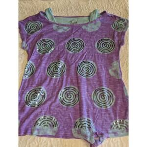 Justice girls sz. 12 purple & blue polka dot layered shirt. Cute, fun